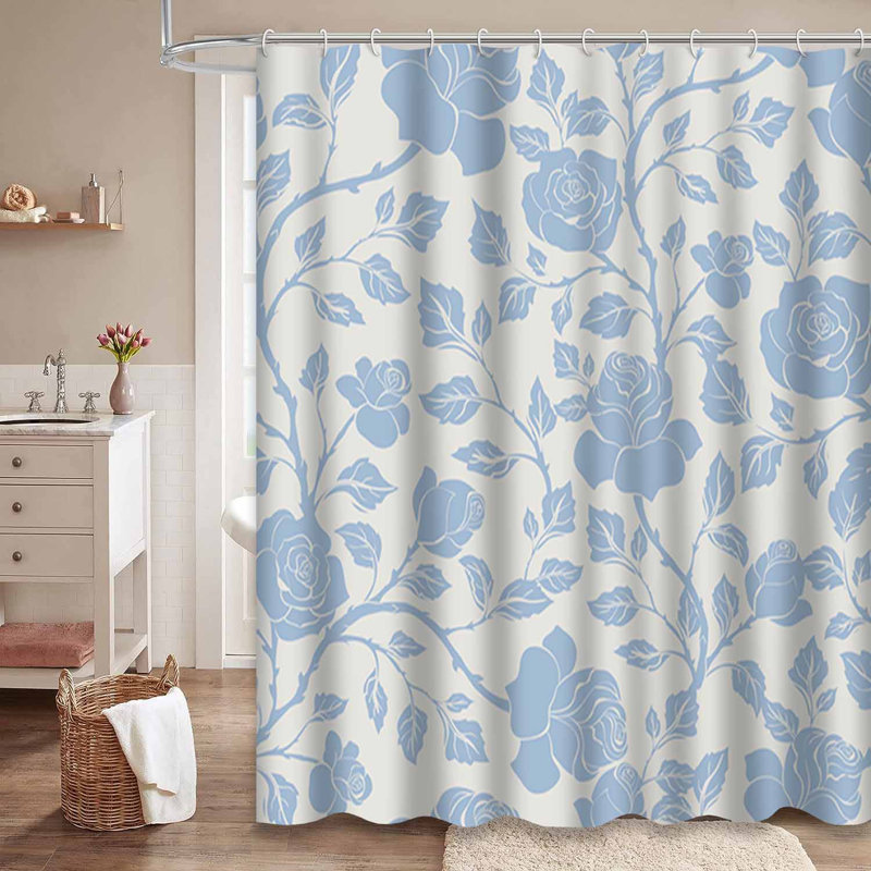 Rideau de douche sans couture à motif floral avec 12 crochets, 72" L x 72" W