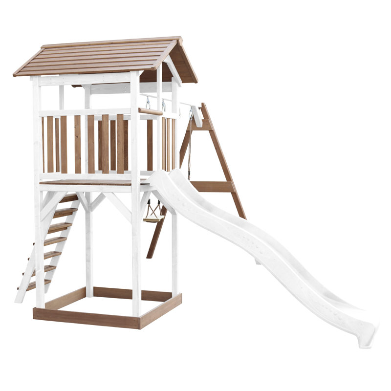AXI Swing Set with 2 Swing(s) , 1 Slide(s), White, White/Brown