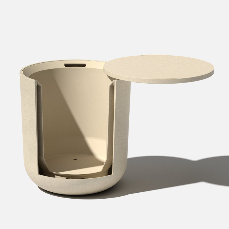 Sand Round Concrete Composite Outdoor Cooler Side Table