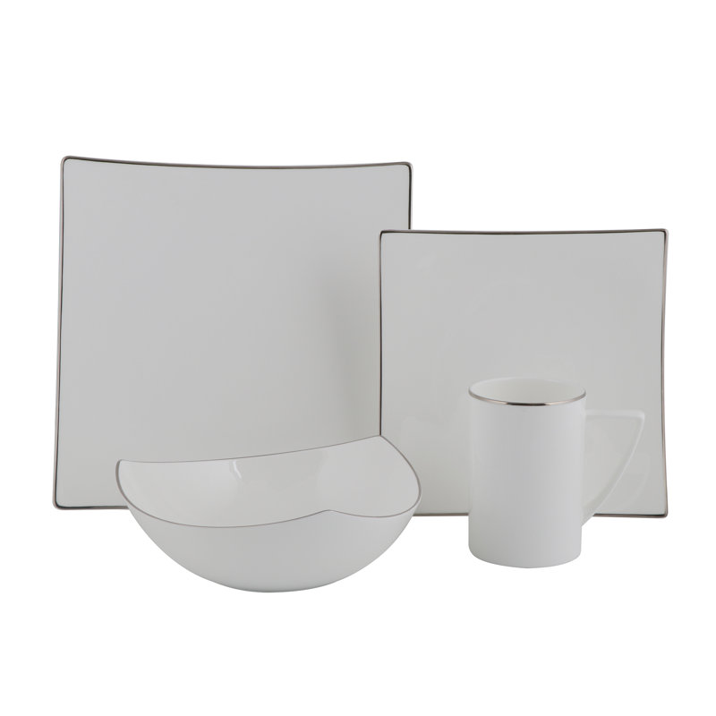 Red Vanilla Extreme 4 Piece Bone China Place Setting Set, Service for 1, White/Platinum
