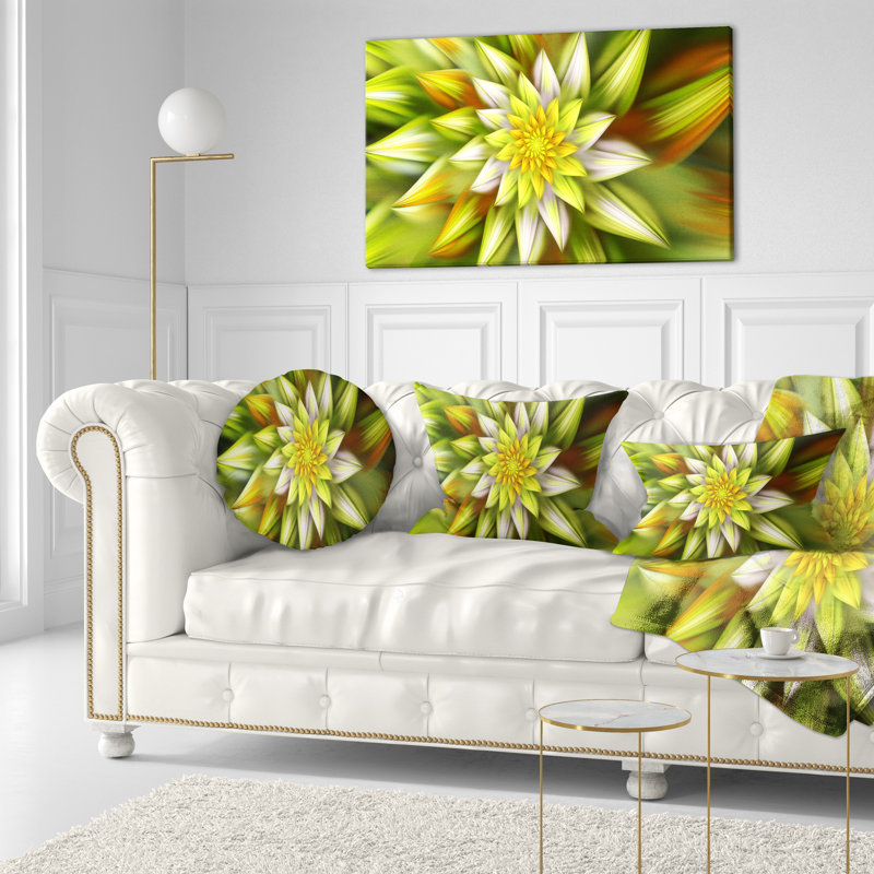 Coussin lombaire floral à fleurs fractales, Jaune