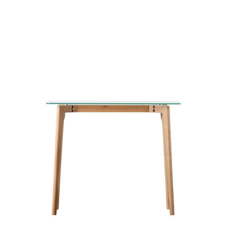 Achouhada 90cm Glass Top Console Table, Oak