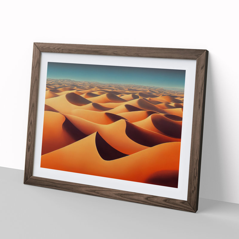 Desert Sand Dunes Vol.4 1 Piece Single Picture Frame Wall Art, 46cm H x 64cm W x 2cm D, Walnut