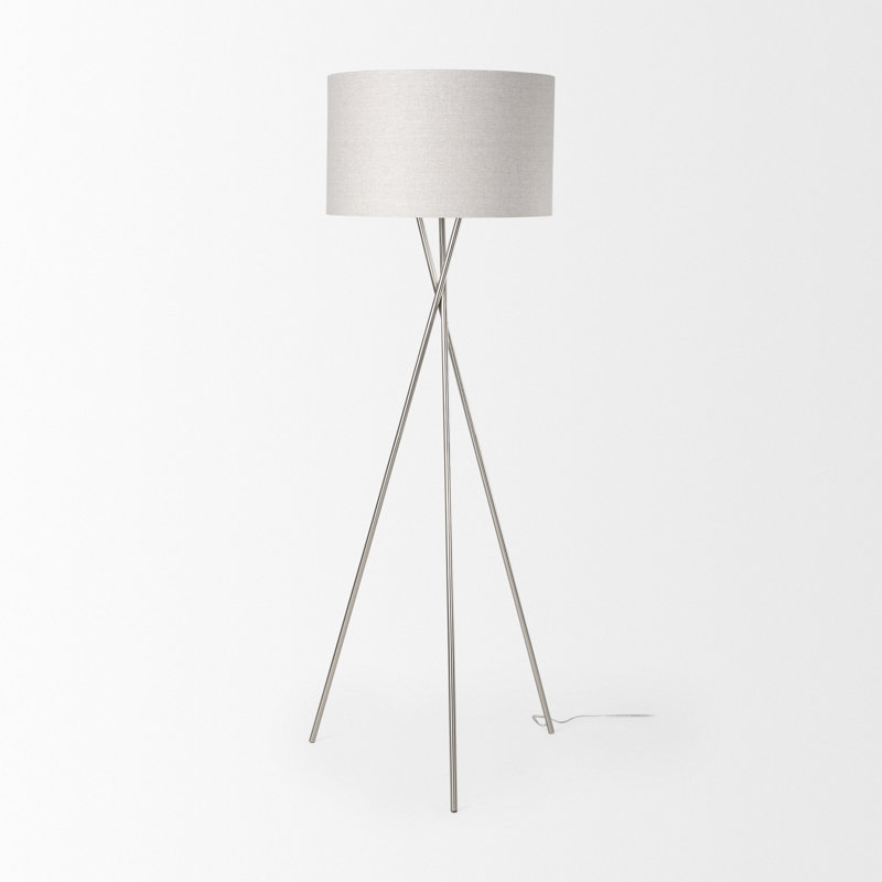 Lampe trépied 62 po Merek, Argent, Beige