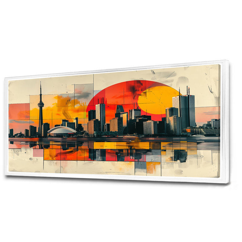 Ylan - City Toronto, art mural, H 28 po x l 60 po x P 1,5 po, Cadre flottant blanc