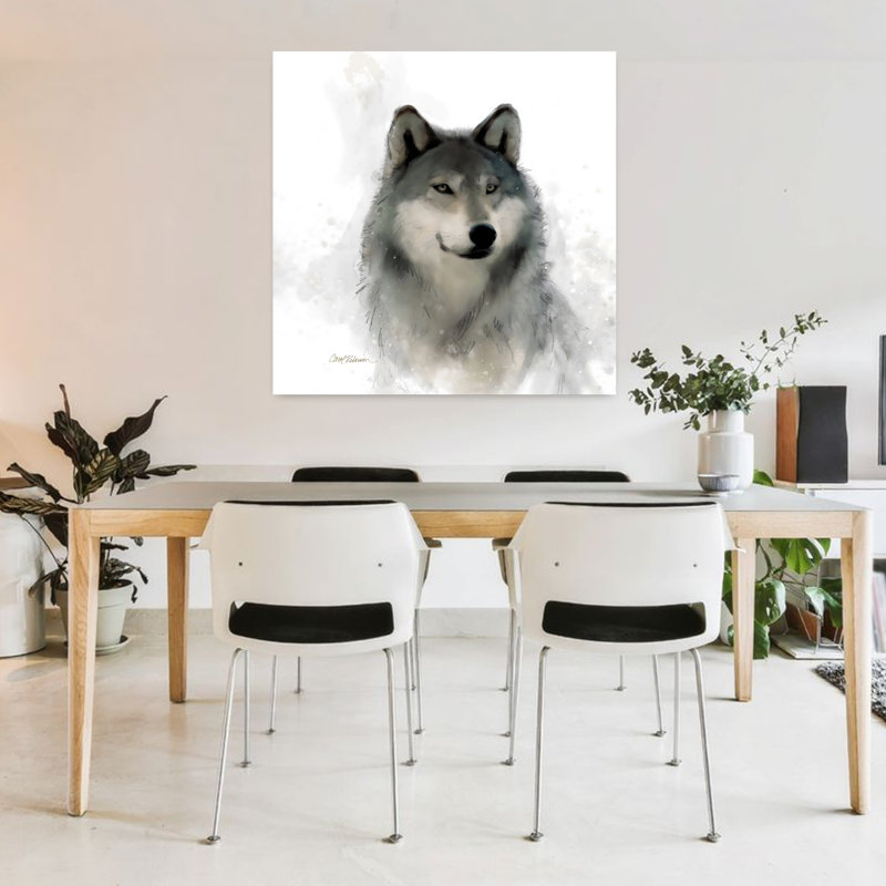 «Rainsoft Wolf Abstract Contemporary Forest Forest», art mural, H 36 po x l 36 po