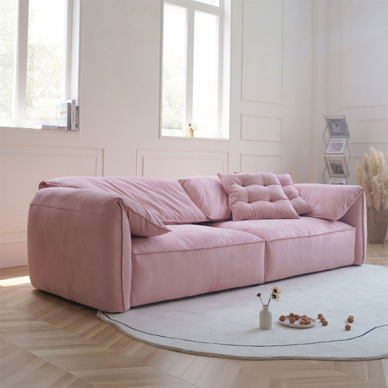 Causeuse-coussin modulaire en tissu rose, Rose