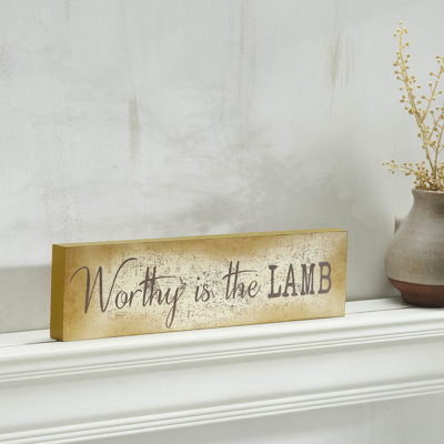 Panneau mural en bois aggloméré Celebrate Grace Worthy Is The Lamb 4 x 15 x 1
