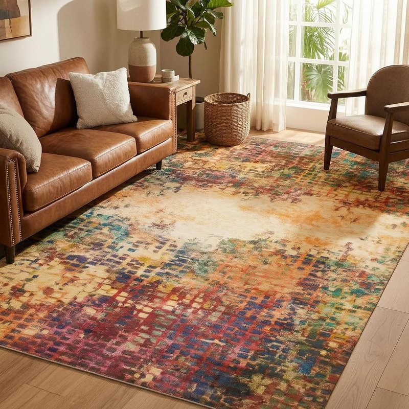 Rectangle 160 cm x 230 cm Abstract Faux Sheepskin Area Rug