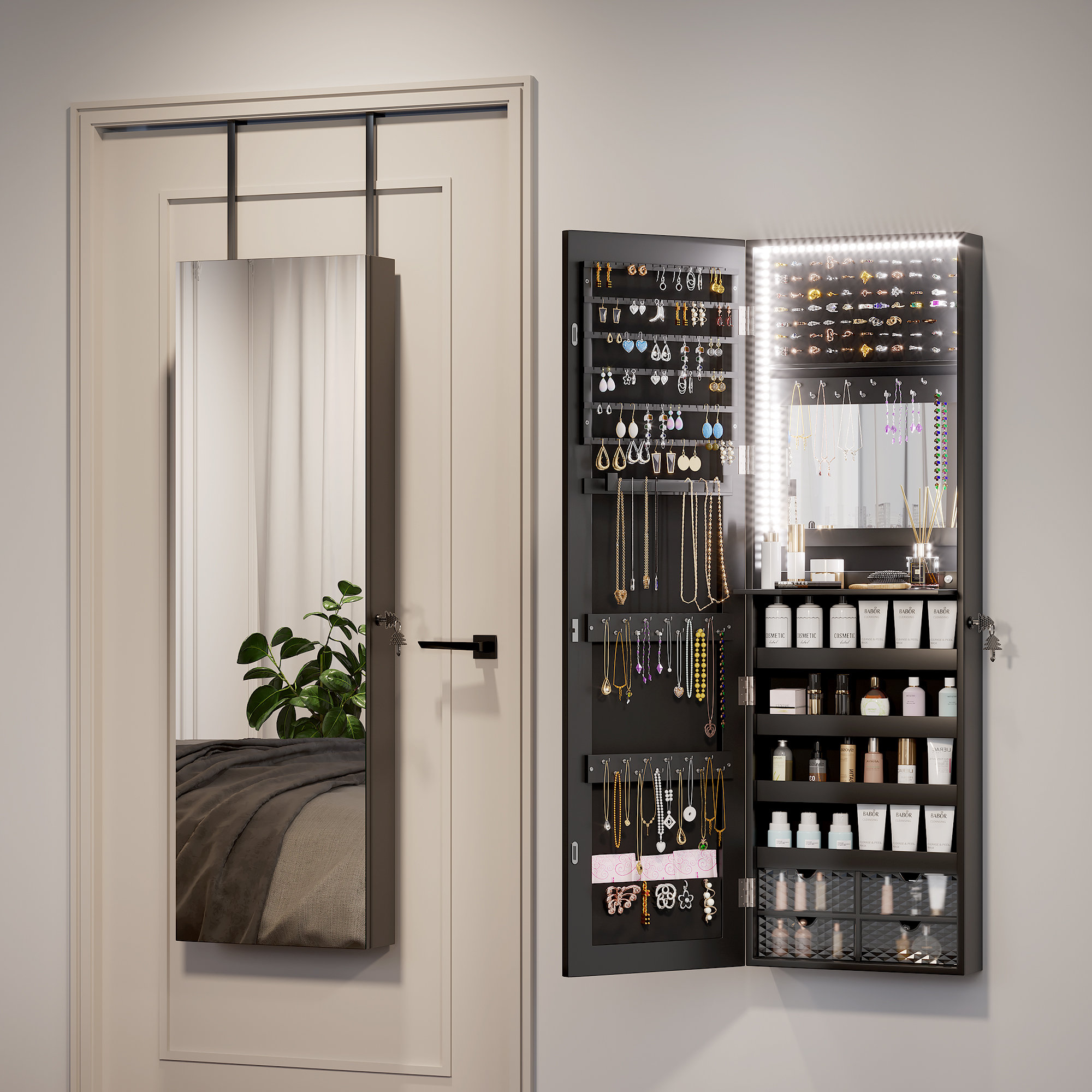 Latitude Run® Jewelry Armoire with Mirror & Reviews | Wayfair