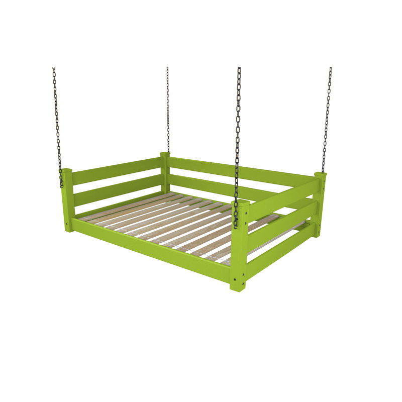 Adrow Solid Wood Hanging Daybed, Lime Green, Full/Double