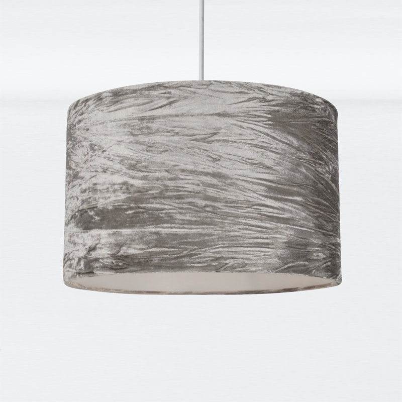 20cm H Velvet Drum Pendant Shade, Grey