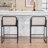 Of 2 Stylish Upholstered Counter Height Bar Stools With , Metal Structure And Beige Upholstery For Home Bar, Kitchen Island, Dining Comfortable Frame