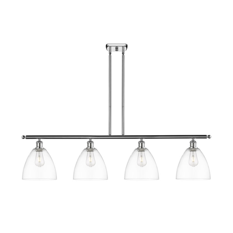 Luminaire suspendu linéaire à 4 lumières pour îlot de cuisine Amillya, Transparent, H 45,75 po x l 48 po x P 9 po