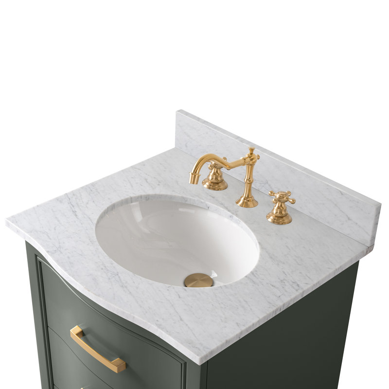 Ensemble de meuble-lavabo simple 24 po Goleta, Vert rétro / or brossé