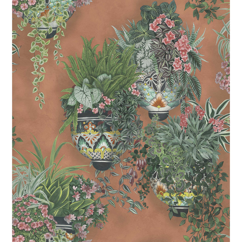 Seville Floral Wallpaper Roll, Orange/Green