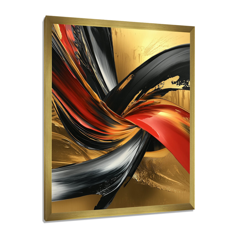 Solorio - reproductions d'art mural abstraites, H 44 po x l 34 po, Picture Framed, Doré