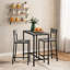 Ensemble de table de bar 3 pièces avec 2 tabourets, hauteur de comptoir, conception rectangulaire peu encombrante, plateau en bois aggloméré gris froid avec structure en métal, idéal pour les petites cuisines et les coins-repas