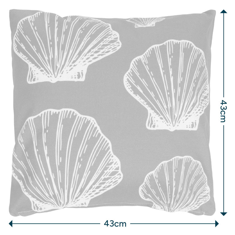 2 Pack Cushion 43x43cm, Sage/White Large Sea Shell