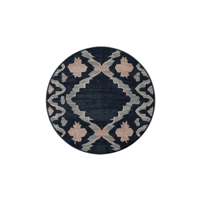 Machine Washable Gray Area Rug, Round 7'