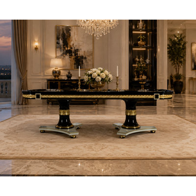 Imperial Noir Luxury Dining Table With Gold Accents