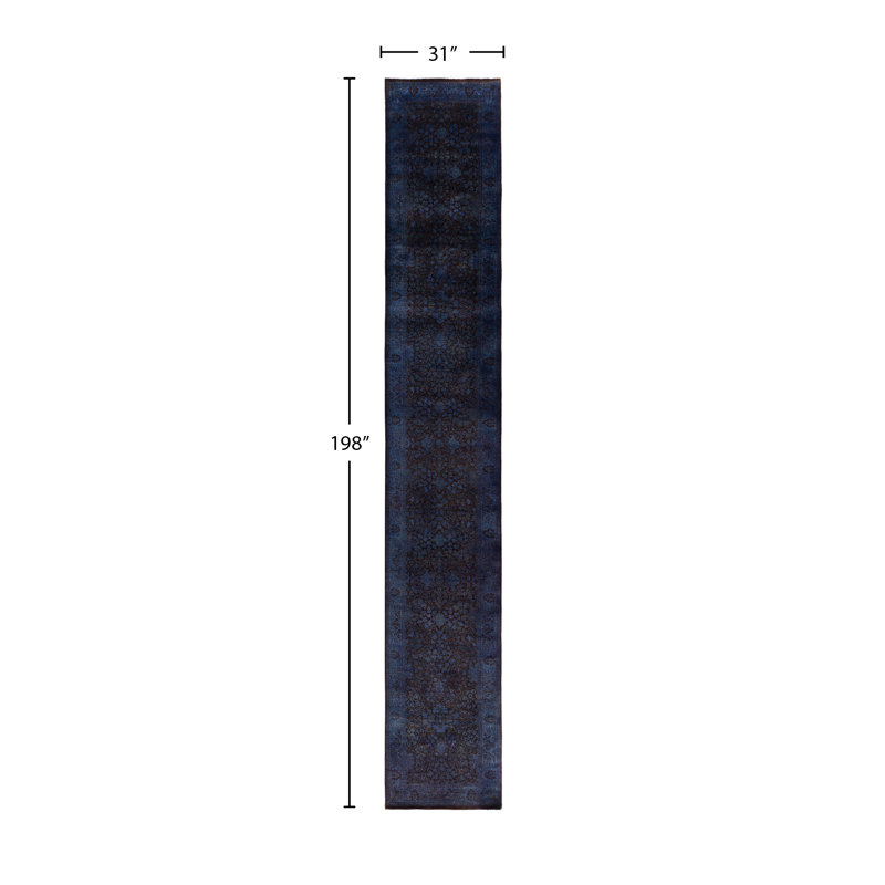 Overdyed One-of-a-Kind 2' 7" X 16' 6" Hand Knotted Area Rug