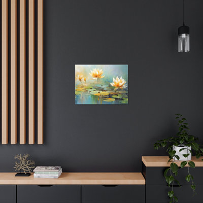 Hand-painted Lotus Flower Canvas Wall Art