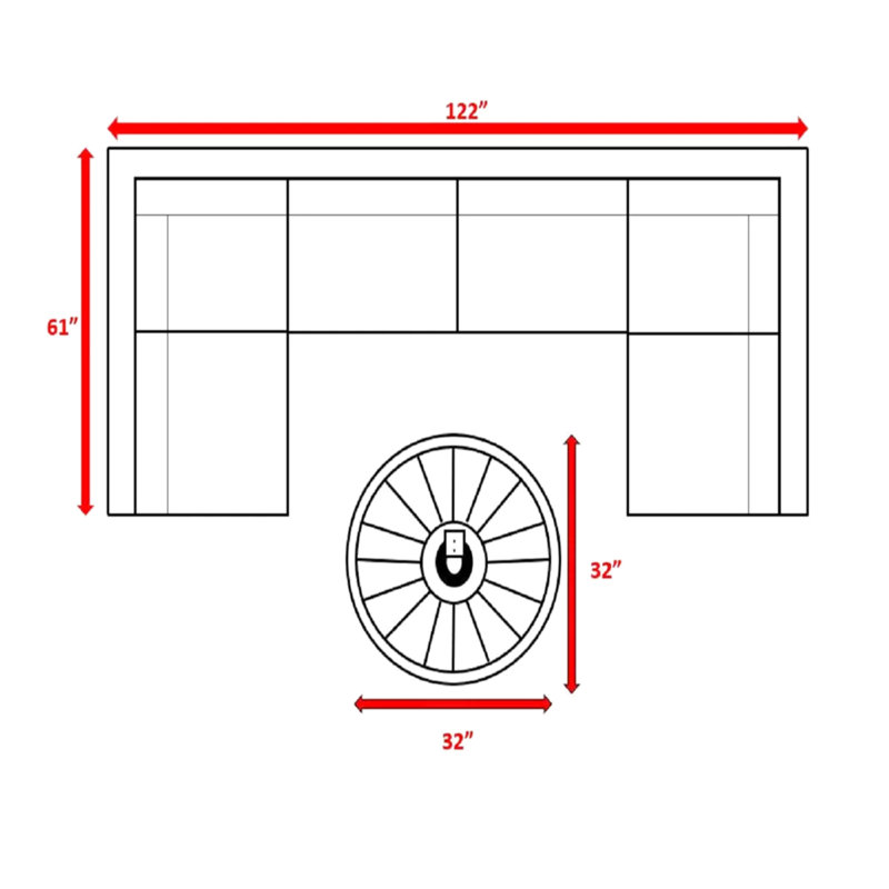 Salon extérieur pour 4 personnes avec foyer 55000, modulaire et réversible 7 pièces, siège ergonomique, housse de coussin d'eau et 14 coussins, flamme réglable, design