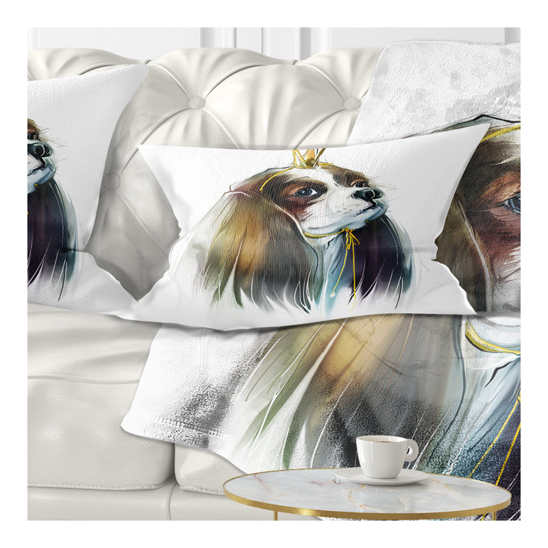 Mignon petit chien en couronne - coussin décoratif imprimé animal