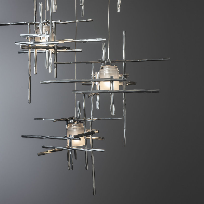 Tura 5 - Light Cluster Pendant, 50" - 130", Seeded Clear, Sterling