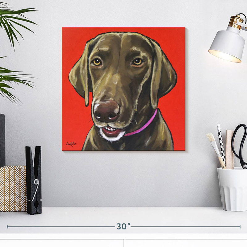 Crowle chocolat lab sur orange, H 16 po x l 16 po