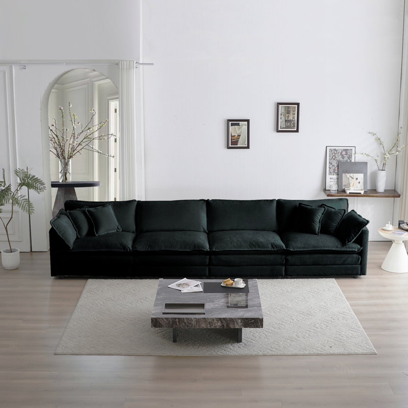 Canapé modulaire Free Free, canapé modulaire 4 places, tissu chenille confortable, canapé modulaire Chenille, Chenille noir