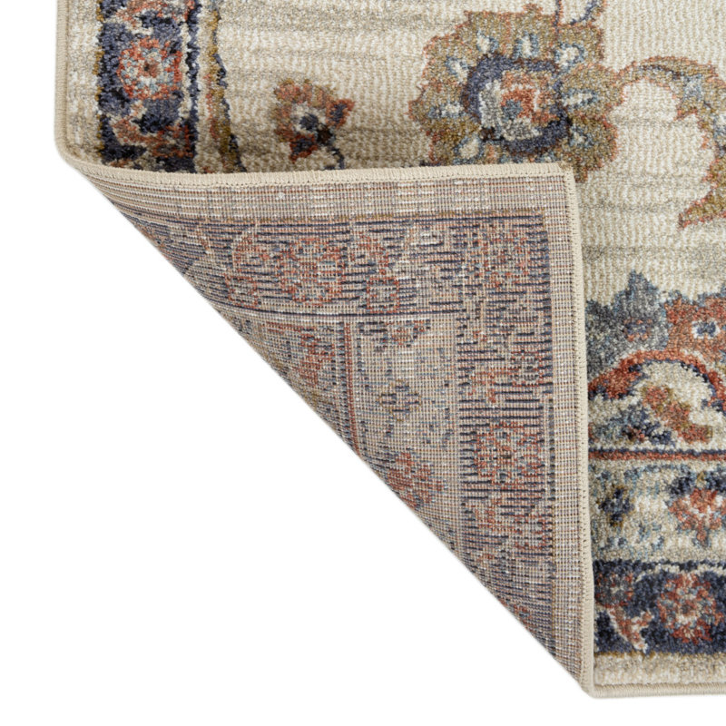 Tapis floral tissé à la machine ivoire 2 pi x 3 pi