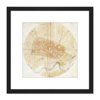 Plan Of Imola by Leonardo Da Vinci - Single Picture Frame Painting