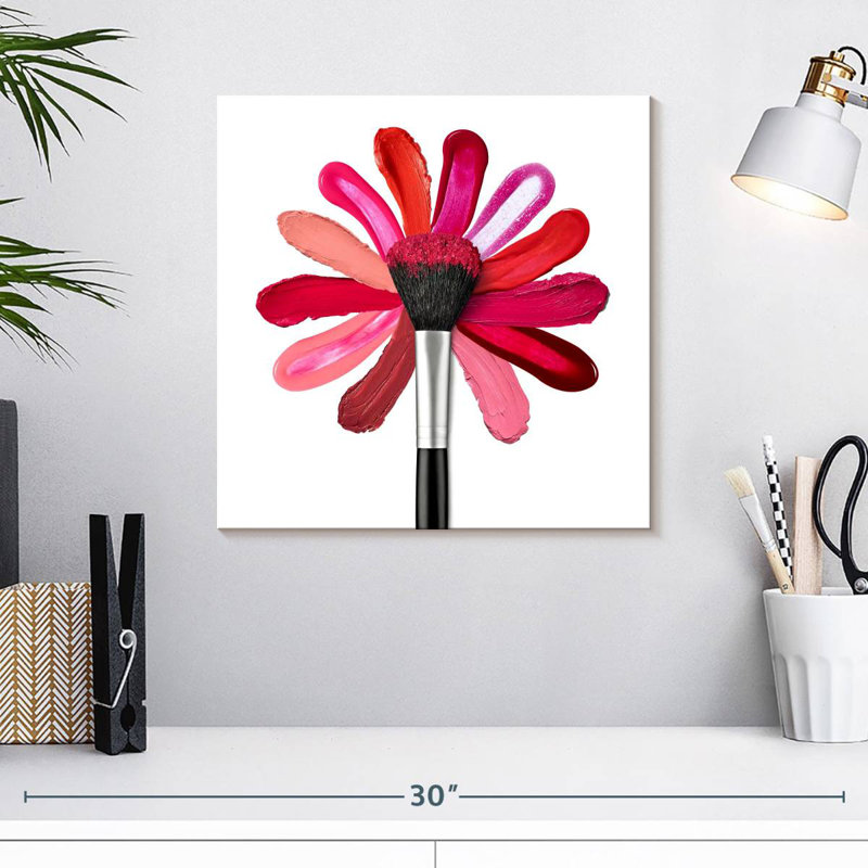 Maquillage floral rouge à lèvres, H 16 po x l 16 po