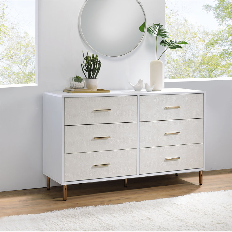 Commode blanche, champagne et or Myles