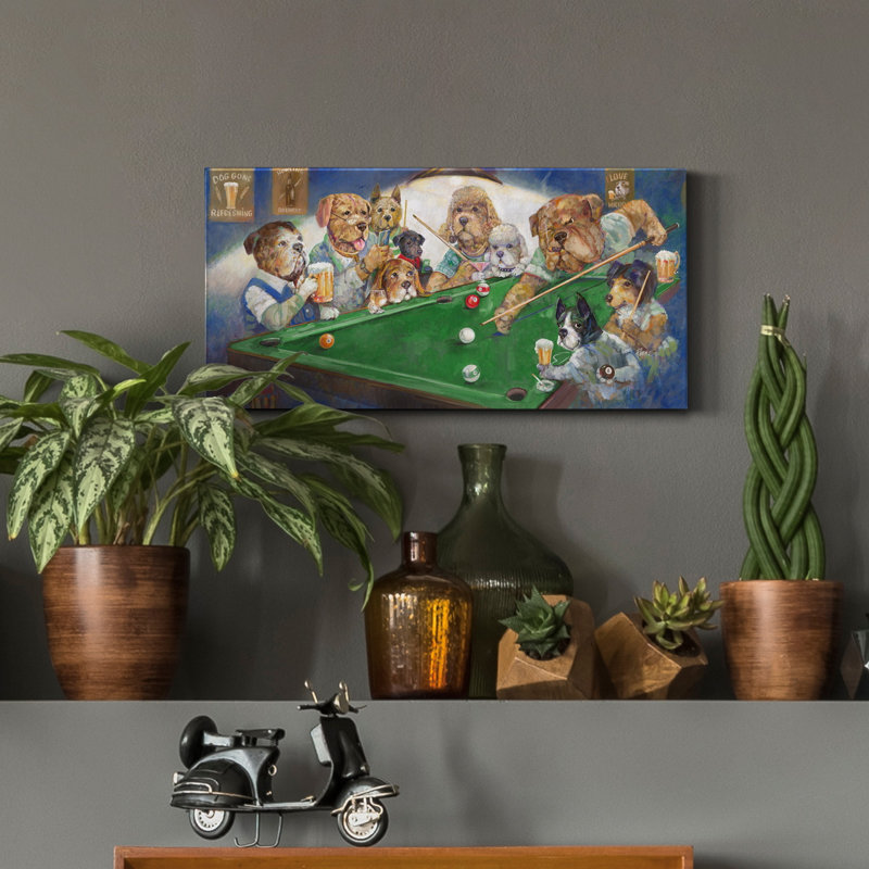 Pool Dogs - reproduction sur toile tendue, H 16 po x l 8 po x P 1 po