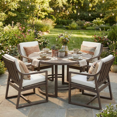 Outdoor Dining Set 5-Piece Outdoor Dining Set Patio Table And Chairs Set with Umbrella Hole for Patio, Backyard