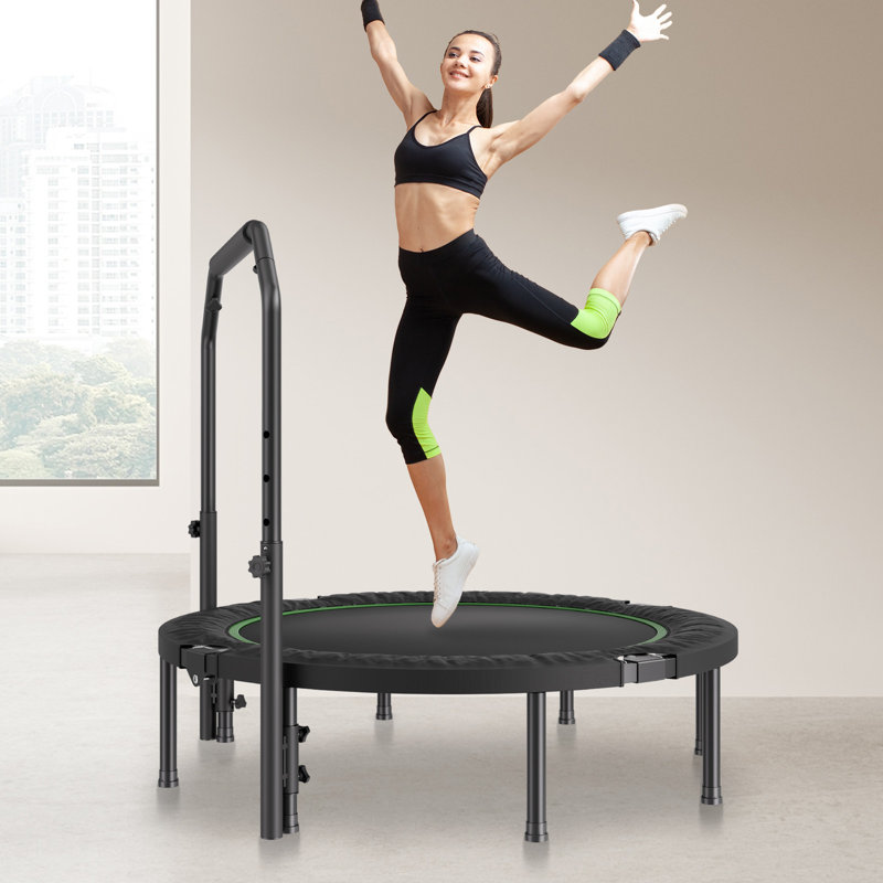 Mini trampoline d'exercice 52 po pliable pour adultes avec poignée
