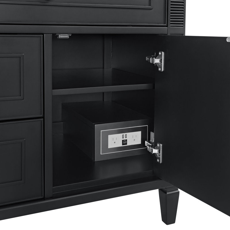Lorelai 36'' W Single Vanity, Eternal Jasmine Pearl, Black Onyx, 8" Widespread