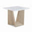 Ensemble de table basse moderne 3 pièces Table de bout Table de bout luxueuse avec plateau en faux marbre et base en chêne angulaire