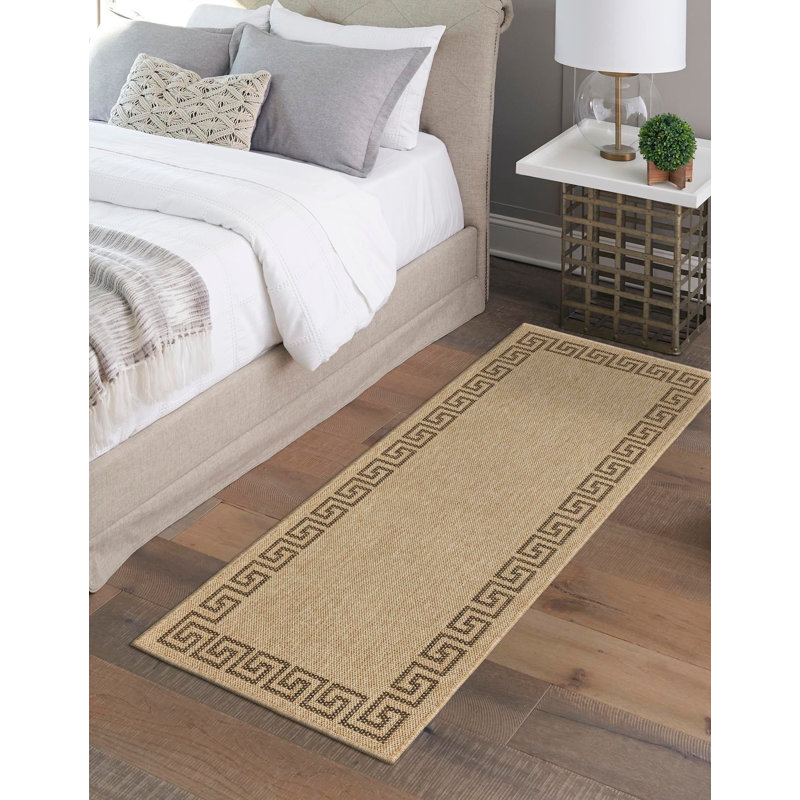 Tapis de couloir contemporain de couleur naturelle Sheglita, Tapis de couloir 2 pi 9 po x 12 pi