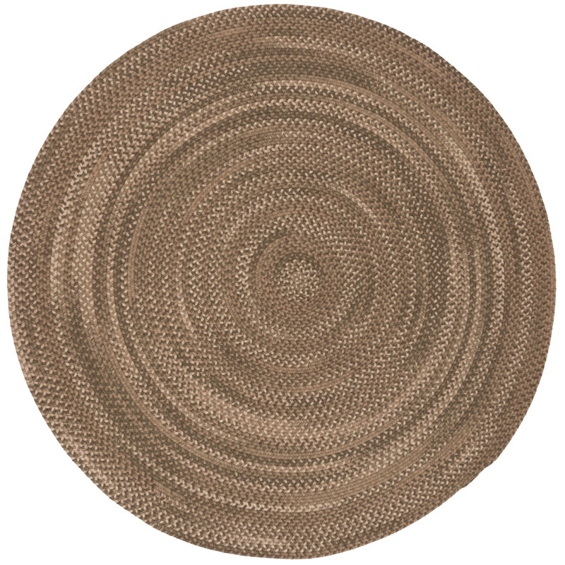 Tapis brun en laine tressé Nuriye, Rond 9 pi
