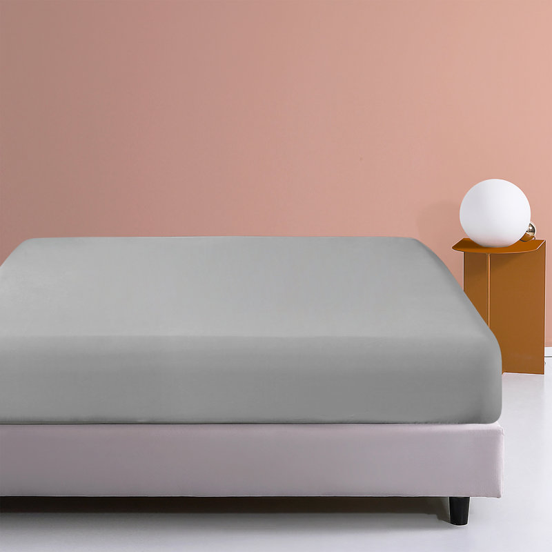 Fitted Bed Sheet Only, 1800 Brushed Microfiber Deep Pocket Fitted Sheet - NTBAY, Queen Fitted Sheet, Smoke Gray