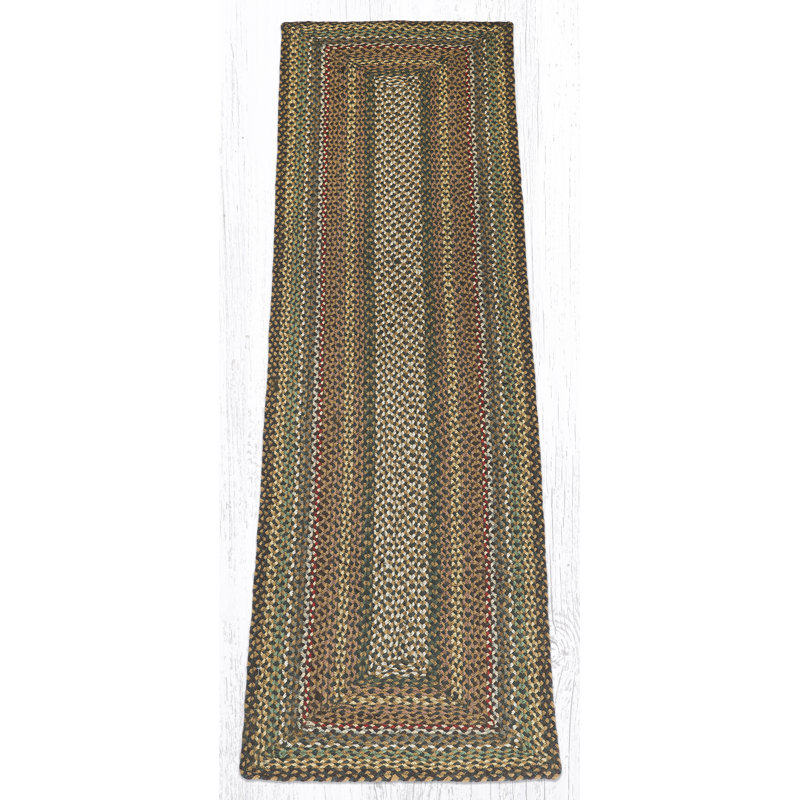  Fir Tonal Oblong Jute Braided Rug – Natural Farmhouse Floor Mat, Runner 2' x 8'