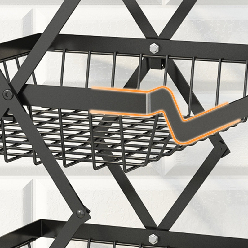 4-Tier 30'' H x 13.8'' W Utility Cart Metal Foldable Storage Rack with Wheels - No Installation Required, 4 Shelves