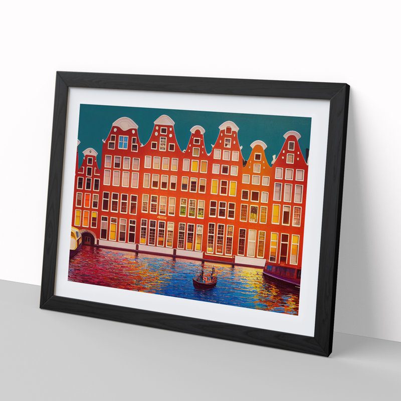 Amsterdam Canal - Framed Print, Black Framed, 46cm H x 64cm W
