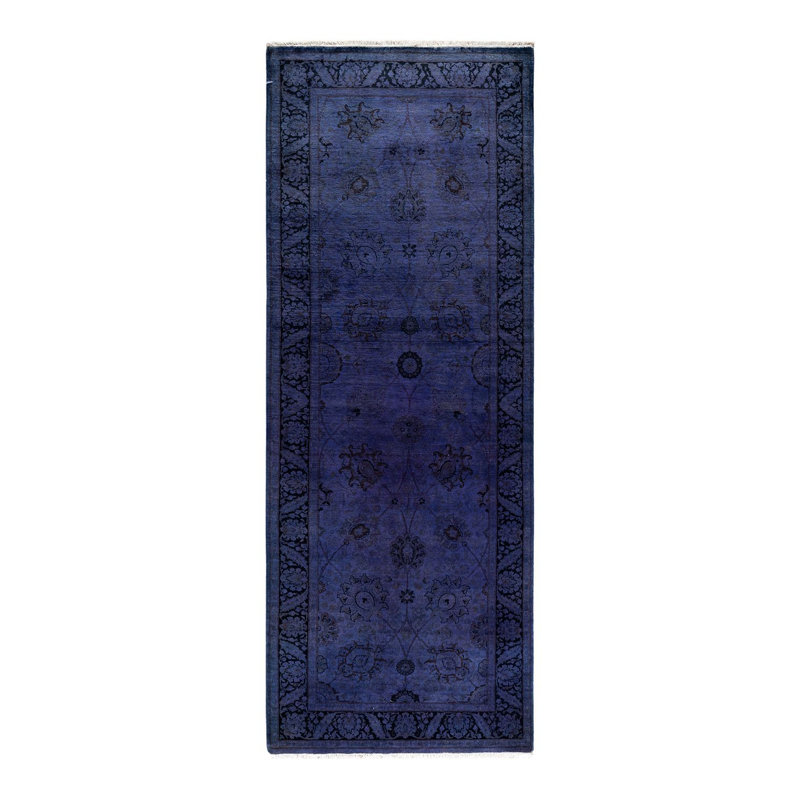 Tapis noir / mauve 3 pi 1 po x 8 pi 5 po Dilton One-of-a-Kind