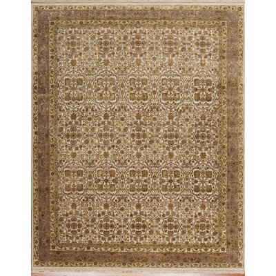 Extravagance Hand-Knotted Sand/Aubergine Area Rug