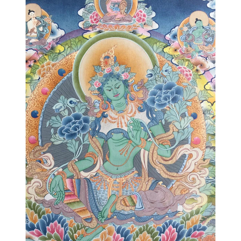 Vert Tara Thangka (Thangka sans brocart)